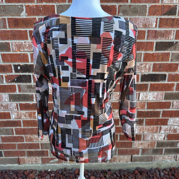 Alfani Layered Mesh Lined Geometric Patterned Women's Top - Picture 6 of 9